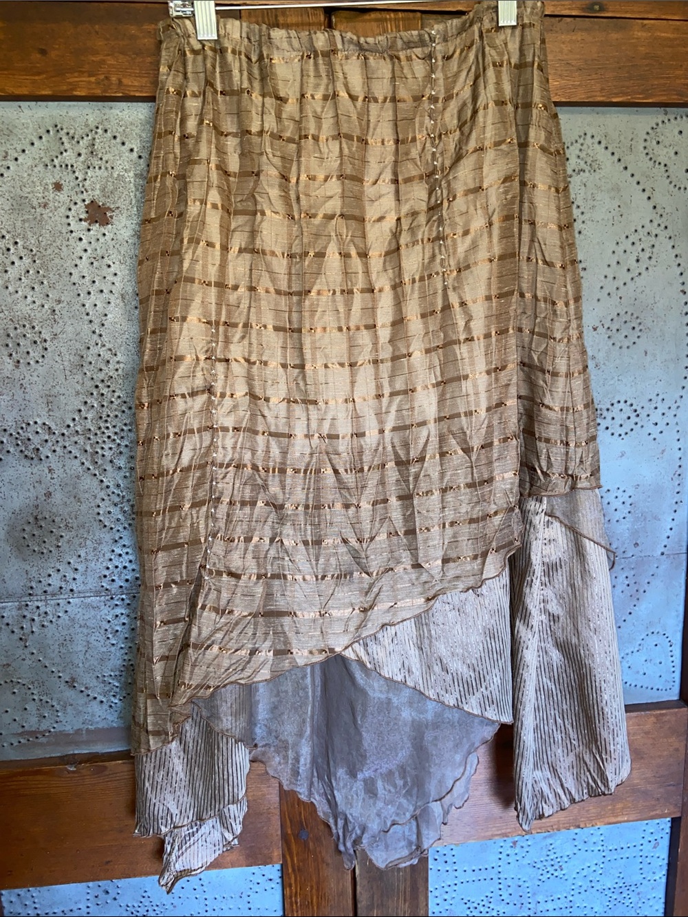 Neil & David Fairycore Lagenlook Layered Asymmetrical Skirt Browns Size M
